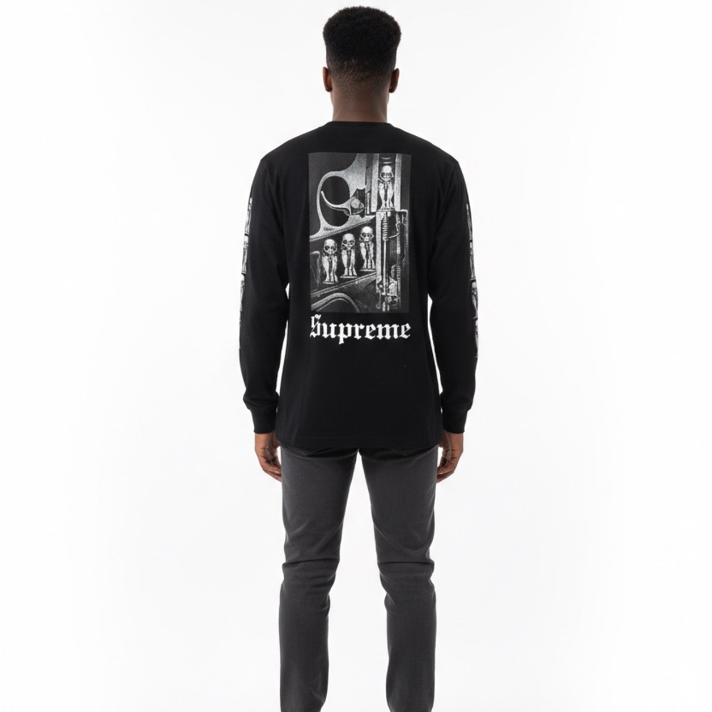 Supreme Black and White Graphic Long Sleeve Tee RARE one of a kind